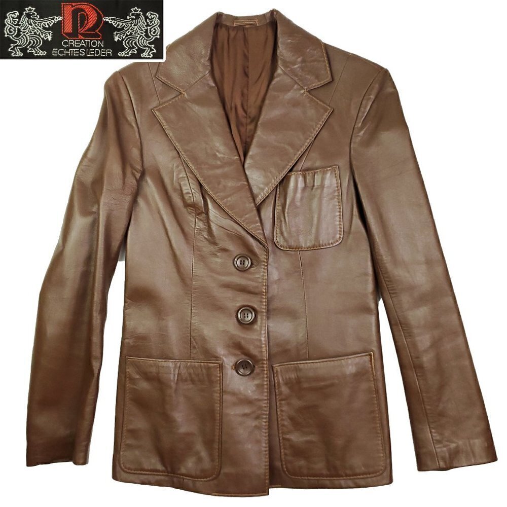 Echtes Leder Futter Leather Jacket Vintage 1970s Germany Women 38 EU (Small US) - Picture 1 of 15